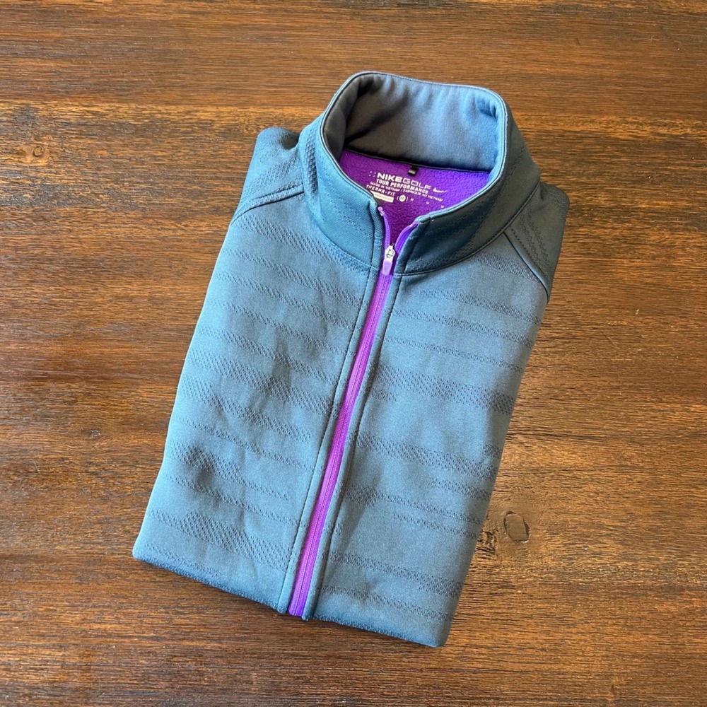 Nike Golf Tour Performance Therma-FIT Vest Womens Medium Gray Purple Full Zip
